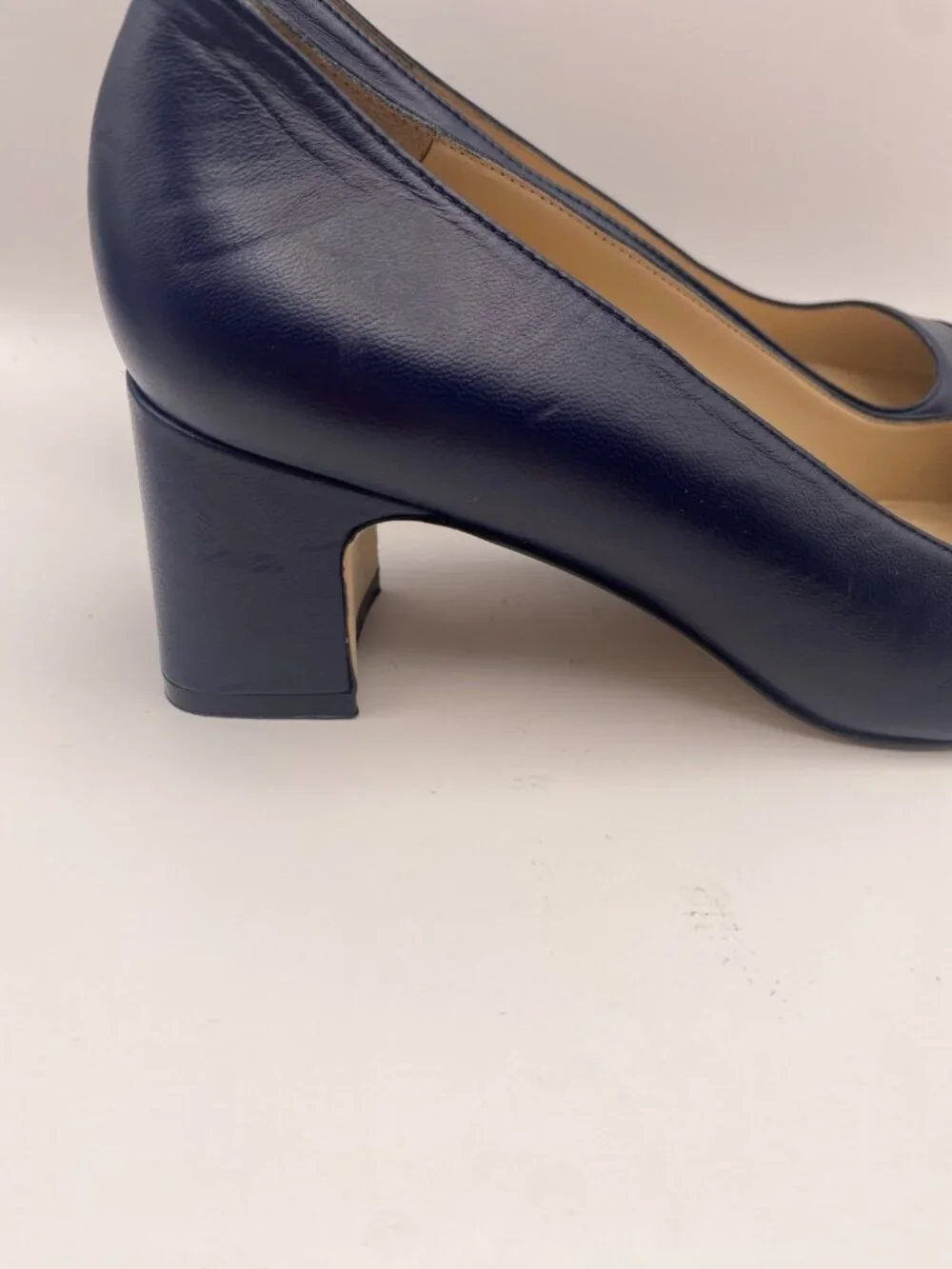 Stuart Weitzman Women’s 57MM Milla Cap Toe Navy Black Leather Pumps Sz 9 B